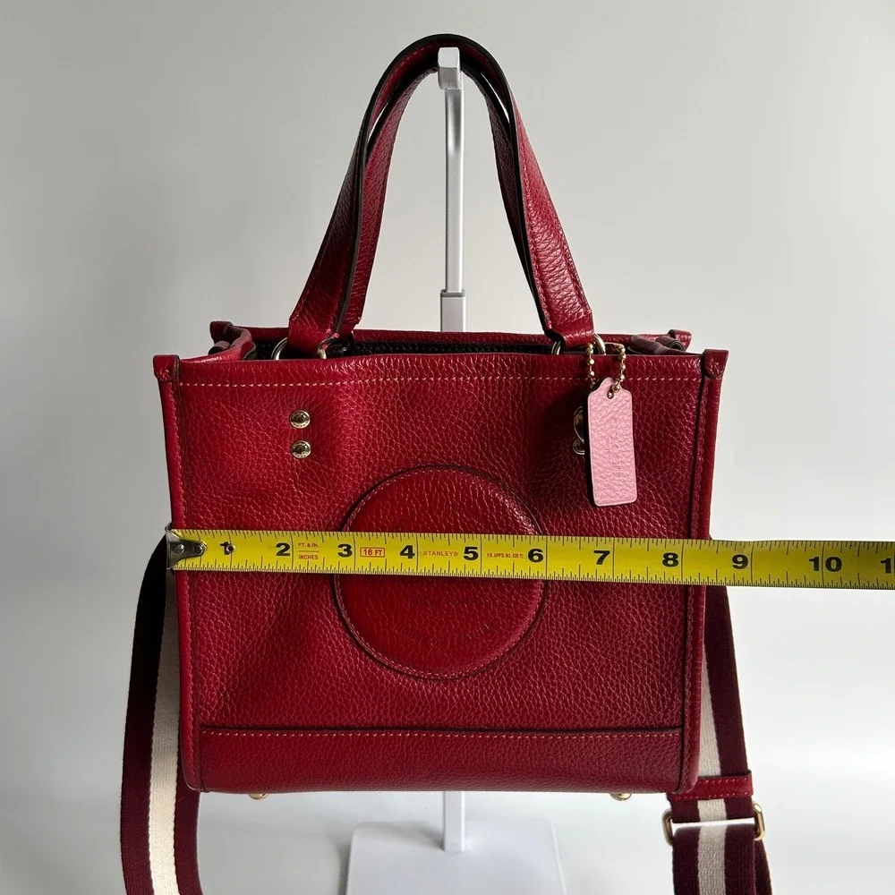 Coach Dempsey Tote 22 Red Refined Pebble Leather Bag C7683